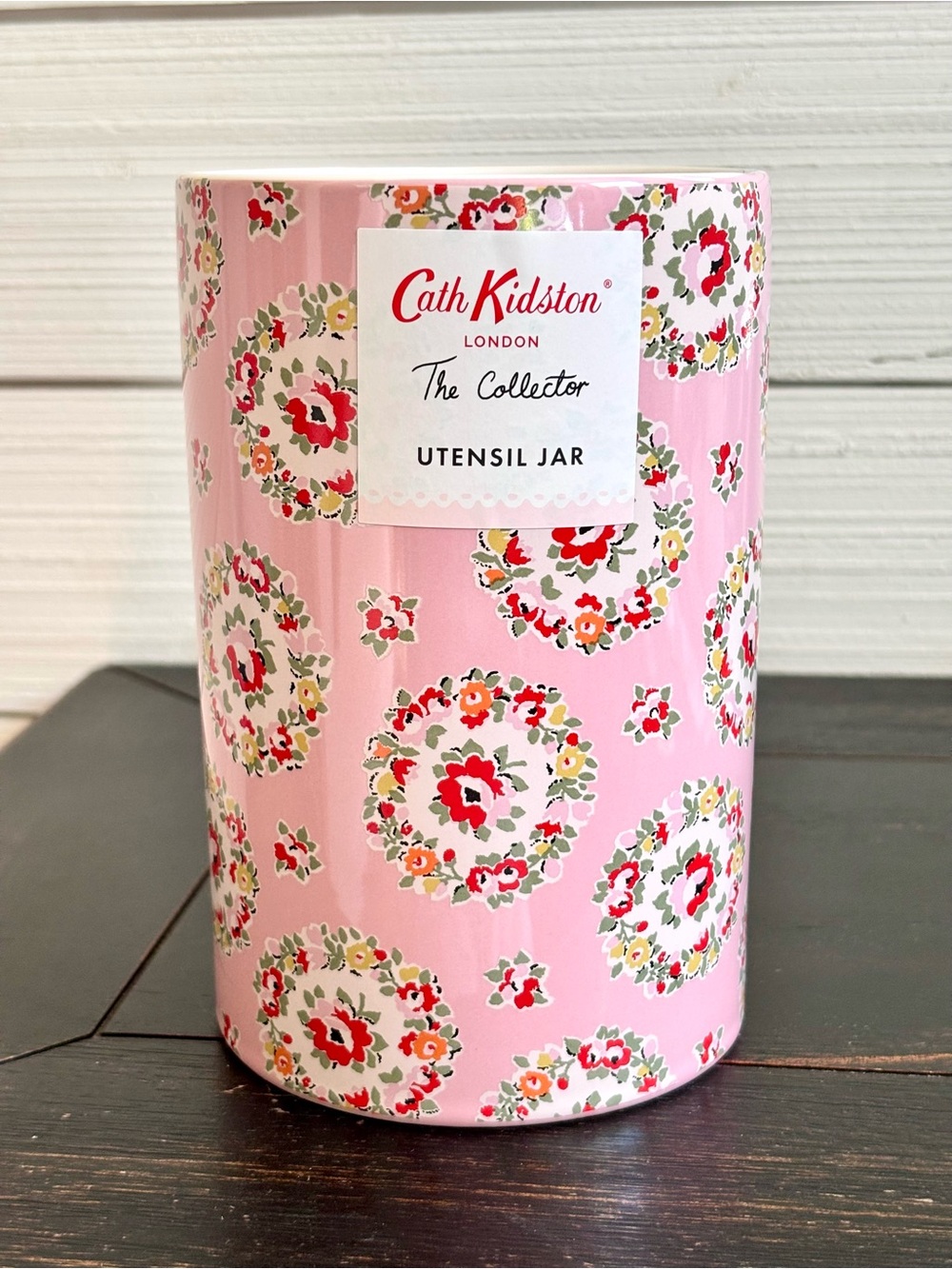 Cath Kidston London The Collector Pink Rose Floral Utensil Jar Cottagecore NEW